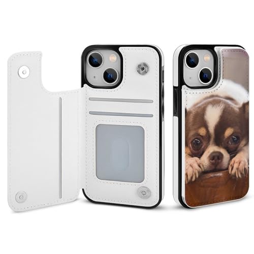 iPhone15用ケース カバー 手帳型 チワワ 犬柄 アイフォン15用 カード収納 横置きスタンド機能 全面保護 Case