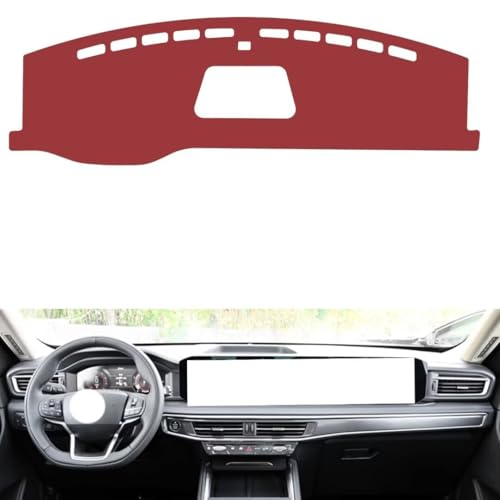 Leather Dash Board Cover mat Compatible with Ford Explorer（Storage Box） 2023-2025，Anti-Slip,Sun Protection Dashboard Cover-red