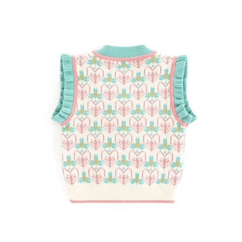 Girls V-Neck Jacquard Sweater Vest Rabbit Pattern Pullover Knit Sweater Pullovers Sleeveless Knitwear Tops2