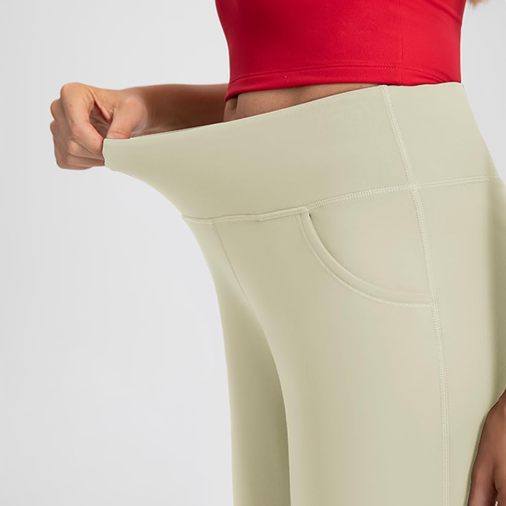 Women's Straight Leg Yoga Pants, High Waist Office Trousers, Stretchy Work Pants with Pockets