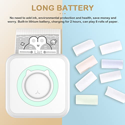 ConBlom Mini Portable Pocket Inkless Printer with 10 Rolls Thermal Paper for Android and iOS, Wireless Printer for Notes Memo Painting DIY (Blue) - Image 2