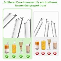 5Stück Bubble Tea Strohhalme [+Reinigungsbürste] EXTRA DICKE Glas Strohhalm – Ansicht 5