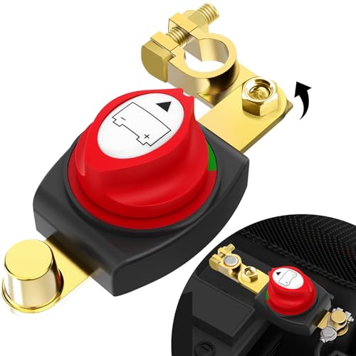 Desconectador de Bateria Coche 12-48 V, Ajustable 180° Cortacorrientes Bateria Coche, Interruptor de Alimentación Impermeable para Coche, Motocicleta, Barco Marino, Caravana, Yate, Barco