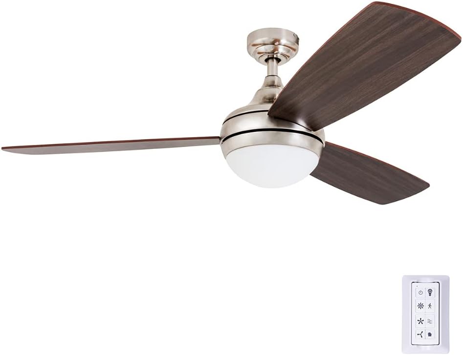 Popular Prominence Home 80035-01 Calico Modern/Contemporary Remote Control Integrated LED Light Kit, 52, Brushed Nickel