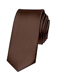 Material: 100 % Polyester Autiga Krawatte Herren Hochzeit Konfirmation Slim Tie Retro Business Schlips schmal, Braun, unisize