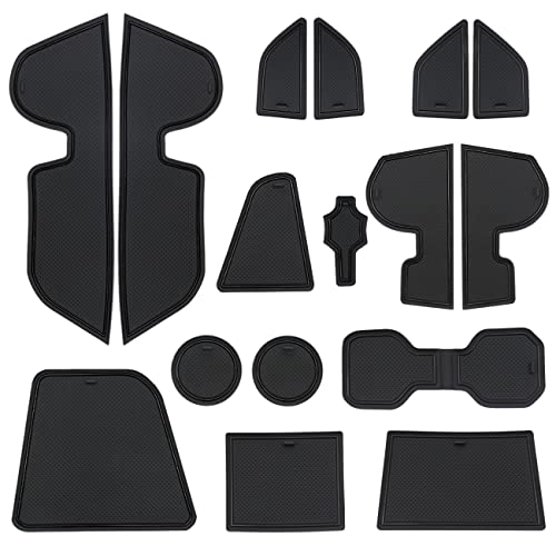 SENSHINE for Jeep Compass Accessories 2022 2023 2024 Anti Dust Cup Holder Insert Center Console Liner Door Pocket Mats Premium Custom Interior 16PC Set (Black Trim) by SENSHINE - Image 7