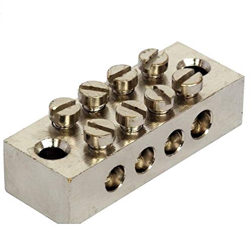 K M Electronics® 4 Way Earth Terminal Connection Block Solid Brass ELECTROPLATED Nickel Finish
