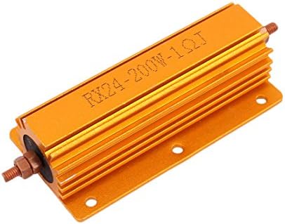 uxcell a16092100ux1156 Gold Tone Axial Lead Aluminum Housed RX24 Fixed Resistor 200W 1 Ohm, 2.009998" Width, 3.94" Length