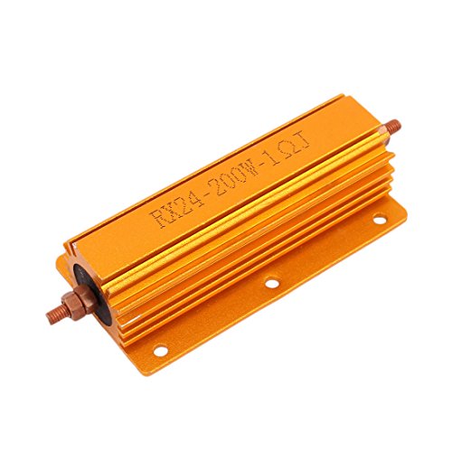 Uxcell A16092100Ux1156 Gold Tone Axial Lead Aluminum Housed Rx24 Fixed Resistor 200W 1 Ohm, 2.009998" Width, 3.94" Length #TOP11