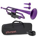 pTrumpet Bb Plastic Trumpet - Durable pInstruments Design with Ergonomic Grip - Includes 3C & 5C Mouthpieces and Carrying Bag - Authentic Sound for Students & Beginners - ABS Build - Purple
