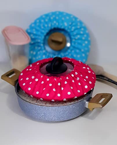Dlk - 2 X Thick Fabric Steam Catcher - Cotton Steaming Cloth Cooking - (8-11) Inch / (20-28) Cm Rice Lid Cover, Rice Brewing Cover - Steam Trap Set Of 2 - Mix (1 Pc Blue And 1Pc Magenta) (Rcc-P) #TOP2