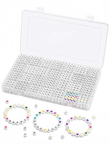 About 1400 Pcs Letter Beads Acrylic Alphabet Beads 28 Styles with Storage Case for Bracelet Making DIY Jewellery Earrings Necklaces Personalised Gifts
