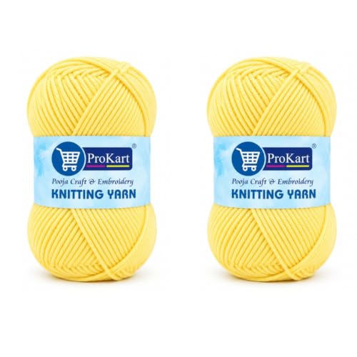 Image of ProKart Premium Woolen 4 Ply Hand Knitting Wool Yarn | Fine Weight Soft Yarn for Sweater, Scarf, Hat, Baby Clothes, Purse, Gift Bags & DIY Craft Accessories (Corn Field, 100gms x 2 Pack) - PRO13