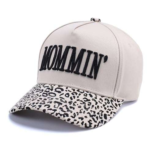Image of Vintage Two-Tone Trucker Hat Adjustable Baseball Cap with Mommin Embroidery Ponytail Fit Unisex Outdoor Casual Headwear