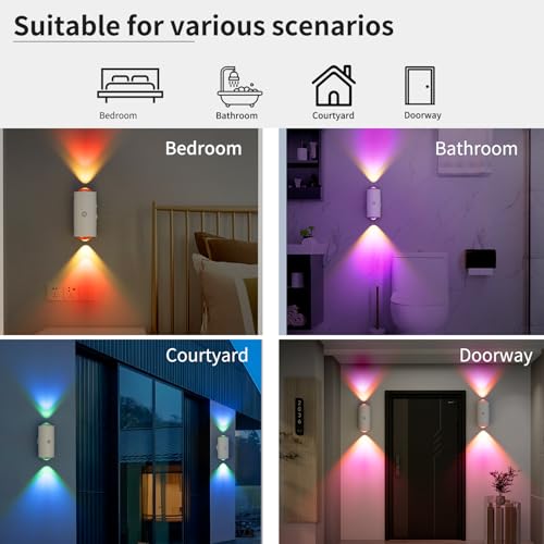 LED Motion Sensor Night Light, 7 Colors Rechargeable Battery Stair Light, Wireless Magnetic Wall Lamp, Cordless LED Wall Night Lights for Steps, Bedroom, Hallway, Courtyard, Holiday Decor, 2-Pack - Thumbnail 6