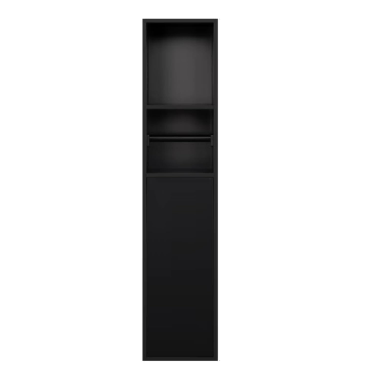 QUSYZD Stainless Steel Shower Nich, Waterproof Storage Toilet Paper Holder Shower Niche, Recessed Trash Can Alcove for Bathroom Storage/Shampoo/Toiletries,Black,8,Black-80x18x12.5cm