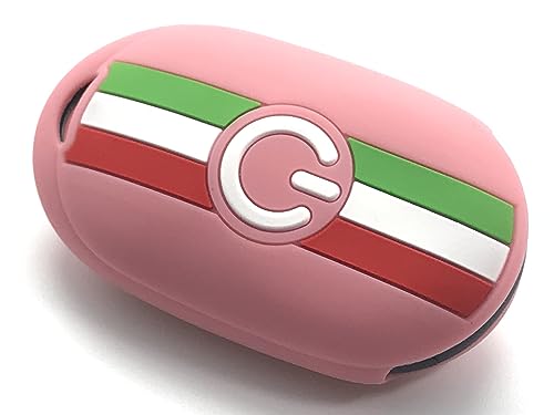 Coque silicone drapeau italien pour clé Fiat 500e Electric rose par Nordecco