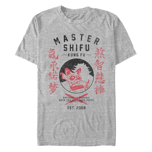 Kung Fu Panda Shifu Dojo Young Men's Short Sleeve Tee Shirt, Athletic Heather