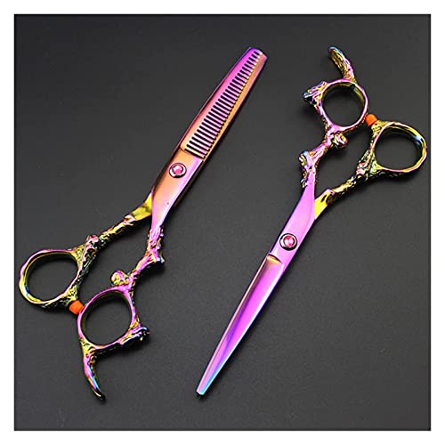 Ciseaux de coiffure violets de 6 pouces dotés de lames à coupe plate nettes