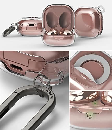 Ringke Slim-X Compatible with Samsung Galaxy Buds 2 Pro / Buds 2 Case / Galaxy Buds Pro Case /Galaxy Buds Live Case, Premium PC Protective Cover Accessory with Carabiner - Clear