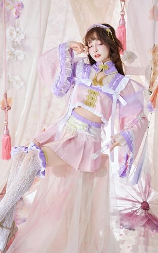 [Malymoon] コスプレ 織姫 七夕 紫 レース セットアップ ドレス 青 衣装 仮装 マリームーン 9点セット 9680-3 詳細画像3