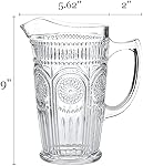 Kingrol 50 oz Glass Pitcher, Vintage Water Carafe Jug for Ice Tea, Juice, Milk, Beverages, Heat Resistant Glass Carafe for Hot/Cold Water