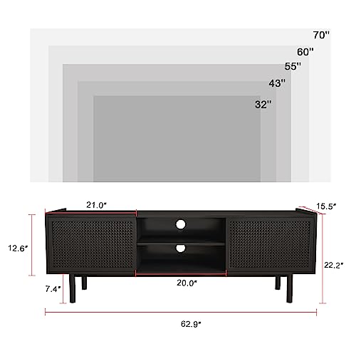 Orrd Tv Stand For Tvs Up To 70 Inch, Accent Iron Rattan Storage Cabinet Television Stands Entertainment Media Center Console Table With Sliding Barn Door And Adjustable Shelves For Living Room #TOP1