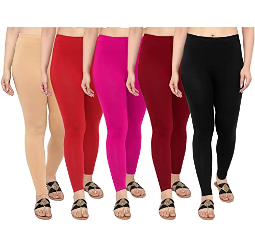 Image of NGT Cotton Lycra Ankle Length Leggings for Women Combo (Set of 6)