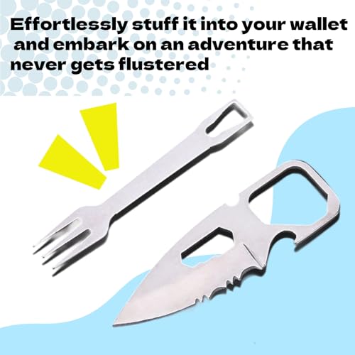 Survival Tools Multi-Function Camping Fork Card Knife with Measuring Ruler & Bottle Opener (4-in-1 Pocket Tool Kit) - Thumbnail 3