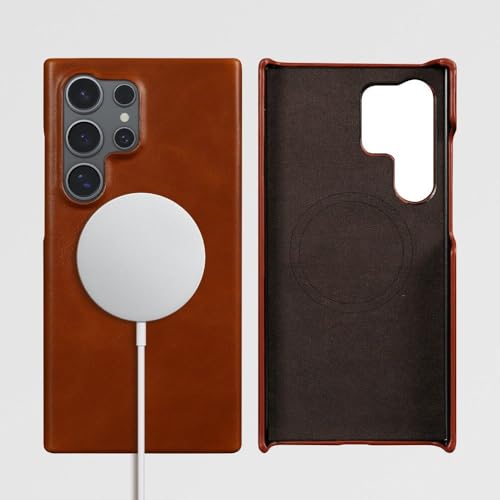 Étui de téléphone en cuir pour Samsung S20 étui magnétique orange brown