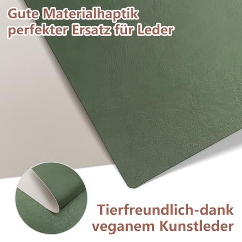HELI MIAO 6er Set Tischset aus Leder-Imitat，Platzsets abwaschbar und wasserdicht，Platzdeckchen Lederoptik mit Untersetzer… – Ansicht 3