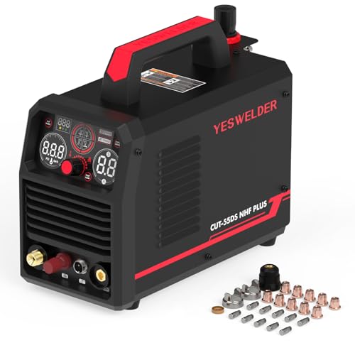 Image of YESWELDER Multifunctional CUT-55DS NHF PLUS Plasma Cutter, Non-High Frequency Non-Touch Pilot Arc 4-In-1 Plasma Cutting Machine & 24Pcs Plasma Cutting Torch Consumables Set