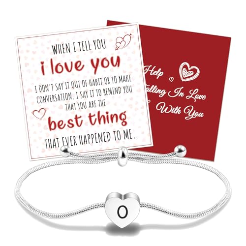 VGROSIA Silver Bracelet Initial Bracelets For Women Heart Charm Bracelet Birthday Gifts For Women O