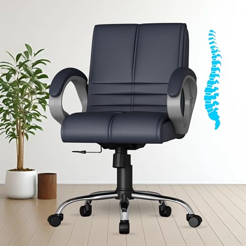 Image of FUGO FG235 with 3 Years Warranty Ergonomic Medium Back Office Chair with Adjustable Height, Cushioned Back&Seat, Tilting Mechanism, Heavy-Duty Metal Base, Perfect for Work, Study and Office (Grey)