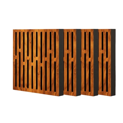 Image of Timber Acoustics Abfuser Mini Acoustic Panel | Diffusion & Absorption | Reduces Echo | For Studios, Home Theatres & Living Spaces | 1ft x 1ft x 2in (Slotted Linear, Set of 4)