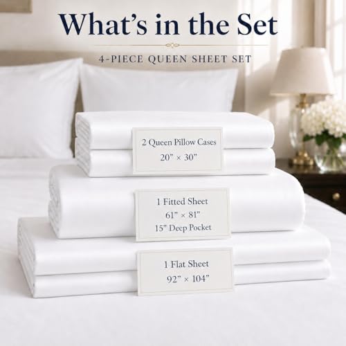 Image of 800 Thread Count Queen Sheet Set,Egyptian Cotton Sheets Queen Size Bed Set