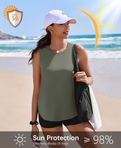 Image of PINSPARK Workout Tank Tops Woman Ice Silk UPF 50+ Athletic Yoga Shirts