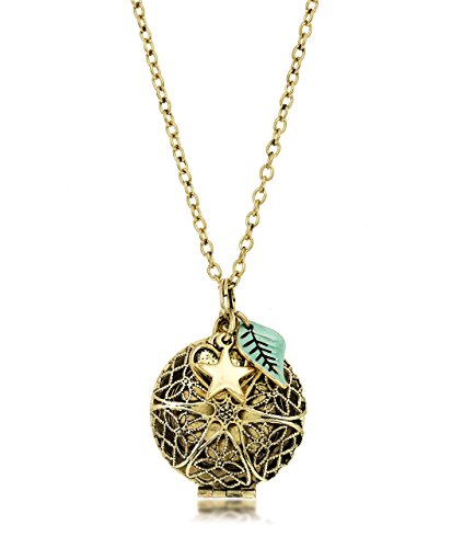 Antique Bohemian Necklace Essential Oil Diffuser Aromatherapy WLeather Pads & Adjustable Length