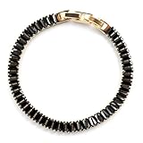 JASKFG Pulsera de diamantes de circonita cúbica extendida (oro y negro)
