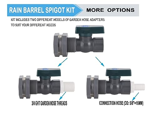 PVC-Rain-Barrel-Spigot-Kit-34-Rain-Barrel-Diverter-Kit-with-Bulkhead-Fitting-Garden-Hose-Faucet-Adapter-Rain-Barrel-Drain-Valve-Kit-for-Water-Tanks-Garden-Barrels-Aquariums-TubsPools-2pack
