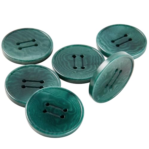Boutons à 4 trous bleu foncé 25 mm Inotionstyle JADS00629K pour manteaux de laine - Lot de 6