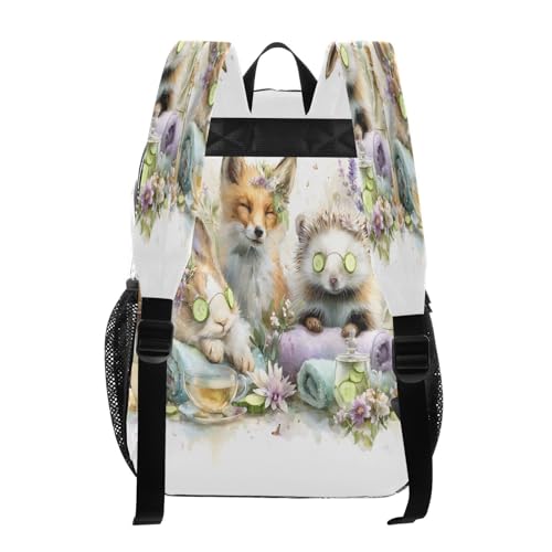 Rabbit Fox Hedgehog Watercolor Clear Backpack Heavy Duty See Through Transparent PVC BookBag for Kids Boy Girl School Work3