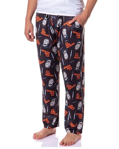 Halloween Men's It's Time Michael Myers knife Mask Horror Sleep Lounge Pajama Pants