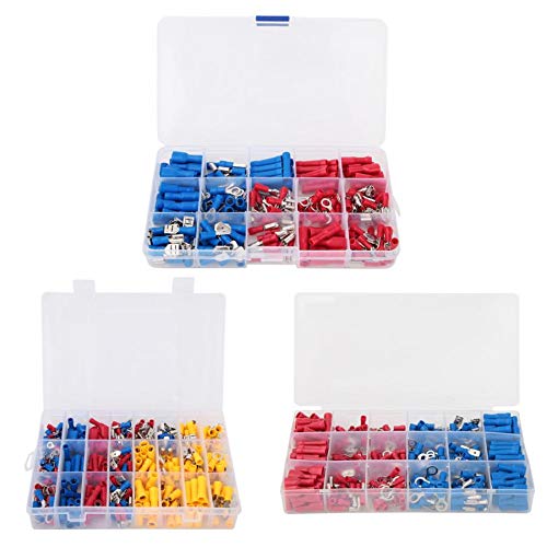 Davitu Terminals - Assorted Crimp Terminals Assorted Spade Crimp Terminals Set Insulated Electrical Wiring Connector Kit - (Color: 360PCS)