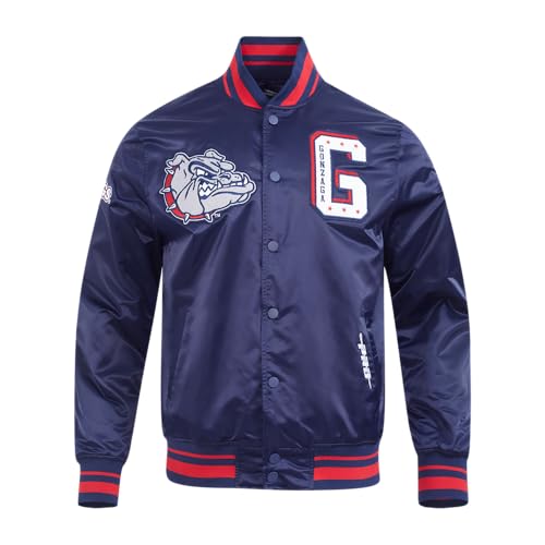 Pro Standard Mens Gonzaga Bulldogs College Classic Chenille Satin Jacket Midnight Navy/Red/Midnight Navy S