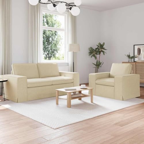 Teenpull Juego de 2 sofás de color crema, 182 x 80 x 82 cm, estructura de metal, muebles tapizados cómodos para salón, habitación de invitados, habitación juvenil y momentos de descanso