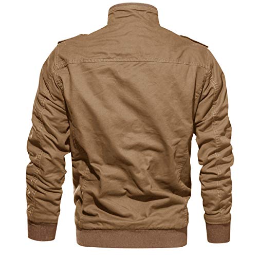 Kefitevd Winterjas, voor heren, legerjas, gevoerd pilotenjack, warm overgangsjack met fleece aan de binnenkant, US veldjack, retro bomberjack, effen kleur - Image 3