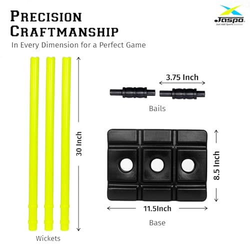 Image of Jaspo Cricket Wicket Set - 30 Inch Neon Colour Plastic Stumps with Stand & Bails | Durable Cricket Wickets for Ground, Match, Tournament, Practice | Standard Size Cricket Kit for All Ages