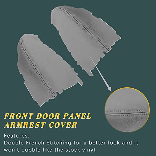 A Abigail Front Door Panel Armrest Cover Compatible With 2009 2010 2011 2012 2013 2014 2015 Pilot Auto Leather Suture Console Lid Cover Replacement(Gray) #TOP3