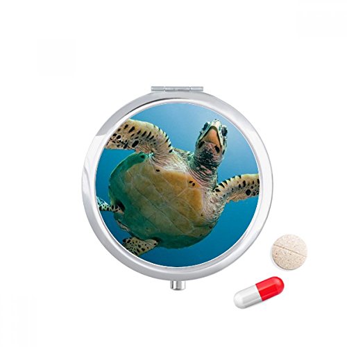Estojo de comprimidos, bolso para viagem, tartaruga, ciência, imagem da natureza, porta-comprimidos, caixa de armazenamento de medicamentos, dispensador de espelho, presente
